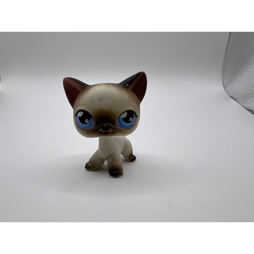 Littlest Pet Shop (LPS) Siamese Shorthair Cat #5 Mini Figure Blue Eyes 2004 Toys